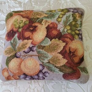 Orange and Green Floral Accent Pillow
